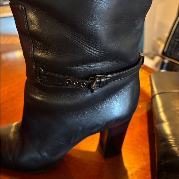 Christian Louboutin MERVILLON 85 Black Leather Heeled Boots - Picture 3 of 13